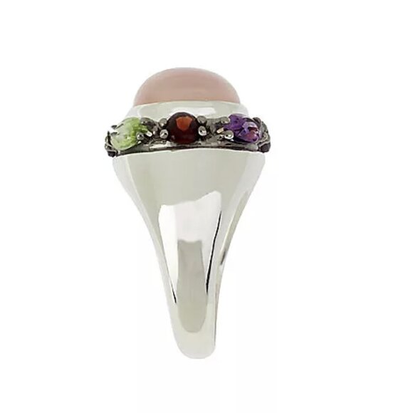 QVC Pink Opal 1.00 ct tw Multi-Gemstone East/West Sterling Silver Ring Size 8 - Picture 3 of 13